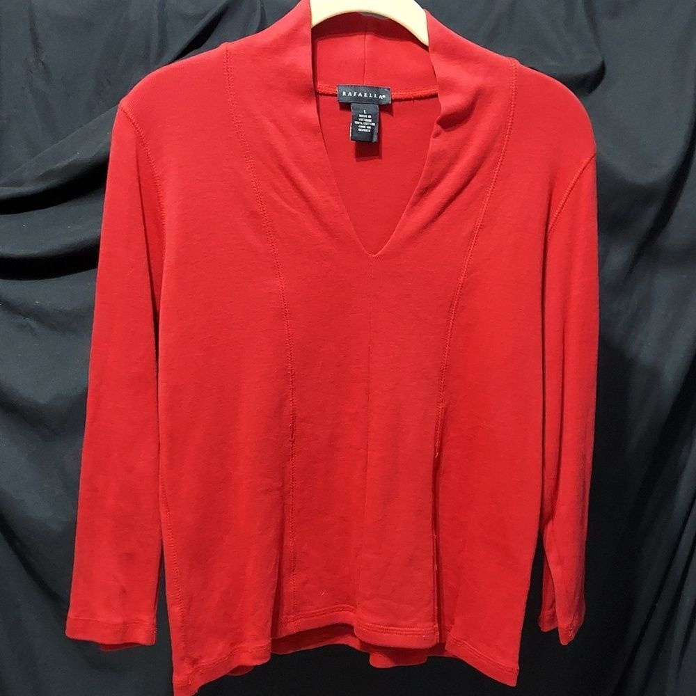 Rafaella 3/4 sleeve v neck shirt size L (InvW130)